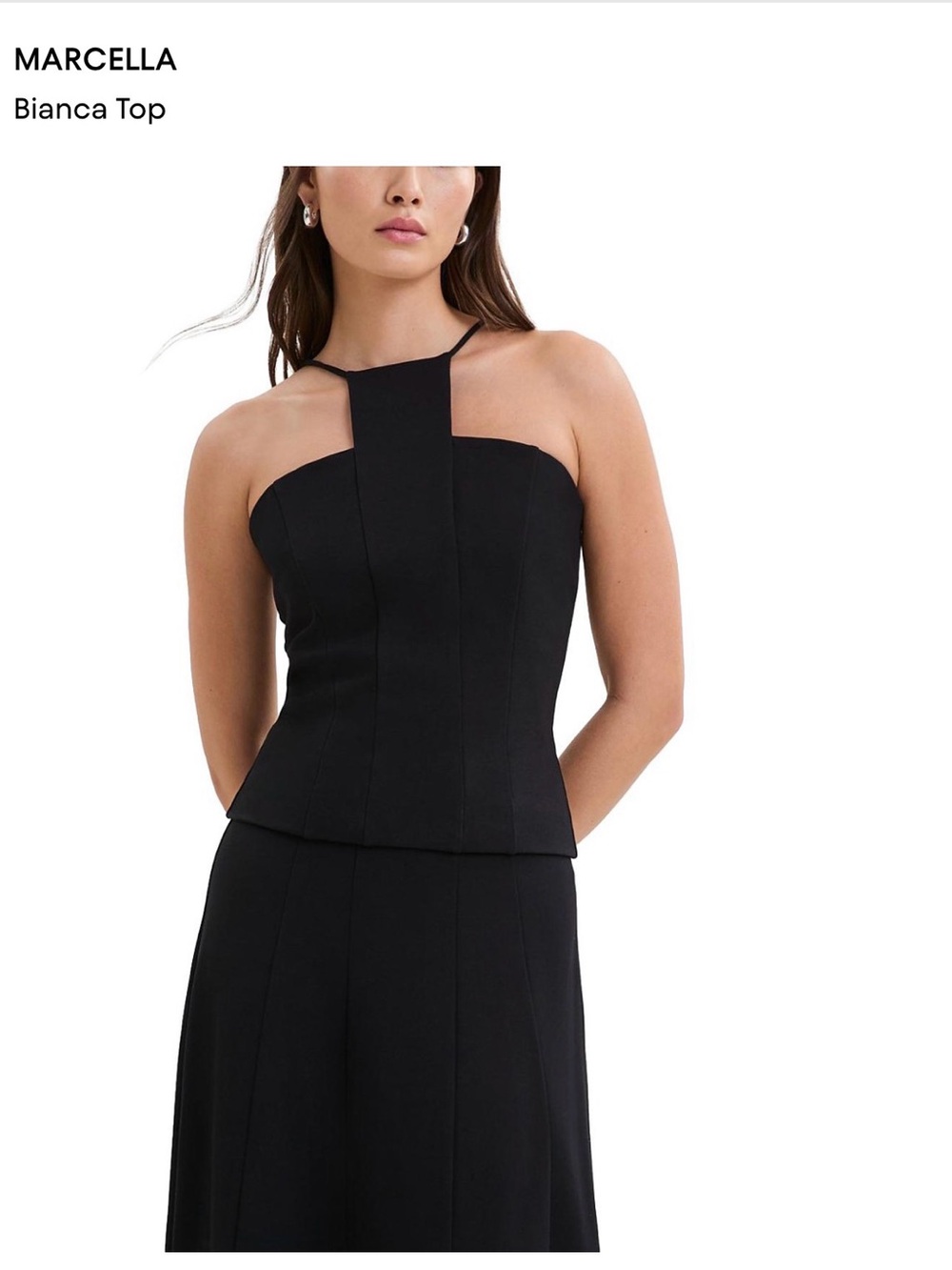 MARCELLA Bianca Black Halter-Neck Top